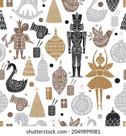 Christmas vector seamless Nutcracker pattern.  Seamless pattern can be used for wallpaper, pattern fills, web page background, surface textures.