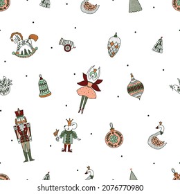 Christmas vector seamless Nutcracker pattern.  Seamless pattern can be used for wallpaper, pattern fills, web page background, surface textures.