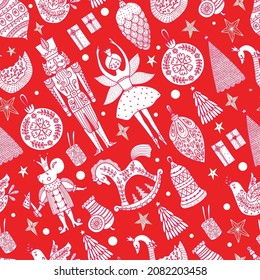 Christmas vector seamless Nutcracker pattern. Сan be used for wallpaper, pattern fills, web page background, surface textures.