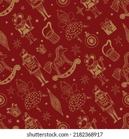 Christmas vector seamless Nutcracker pattern.  Seamless pattern can be used for wallpaper, pattern fills, web page background, surface textures.