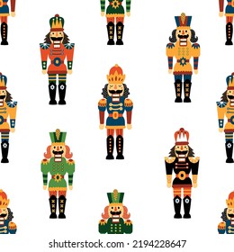 Christmas vector seamless Nutcracker pattern.  Seamless pattern can be used for wallpaper, pattern fills, web page background, surface textures.