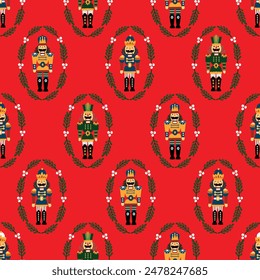 Christmas vector seamless Nutcracker pattern. Can be used for wallpaper, pattern fills, web page background, surface textures.