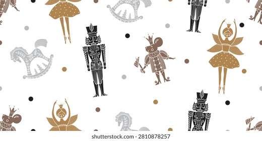 Christmas vector seamless Nutcracker pattern. Can be used for wallpaper, pattern fills, web page background, surface textures.