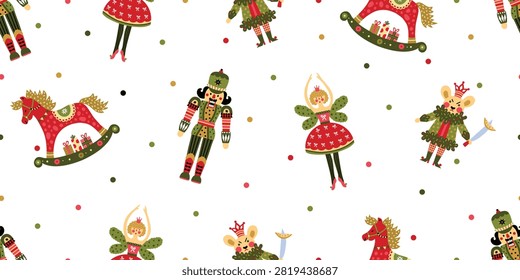 Christmas vector seamless Nutcracker pattern. Can be used for wallpaper, pattern fills, web page background, surface textures.