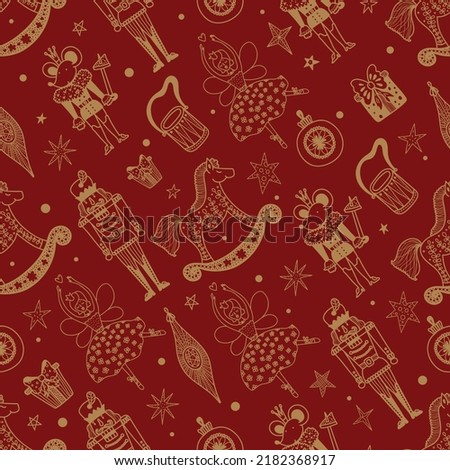 Christmas vector seamless Nutcracker pattern.  Seamless pattern can be used for wallpaper, pattern fills, web page background, surface textures.