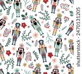 Christmas vector seamless Nutcracker pattern.Seamless pattern can be used for wallpaper, pattern fills, web page background, surface textures.