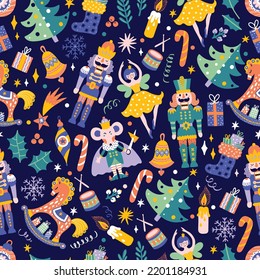 Christmas vector seamless Nutcracker pattern.Seamless pattern can be used for wallpaper, pattern fills, web page background, surface textures.