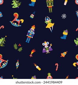 Christmas vector seamless Nutcracker pattern.Seamless pattern can be used for wallpaper, pattern fills, web page background, surface textures.