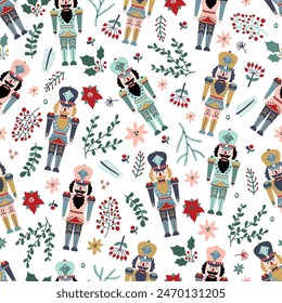 Christmas vector seamless Nutcracker pattern.Seamless pattern can be used for wallpaper, pattern fills, web page background, surface textures.