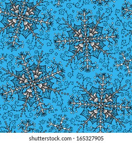 Christmas vector seamless pattern with abstract snowflakes 