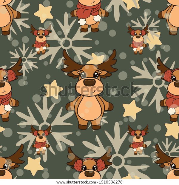 Christmas Vector Seamless Pattern Design Reindeers Stock Vector ...