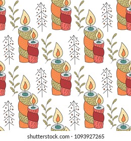 Christmas vector seamless pattern with detailed holiday illustrations.