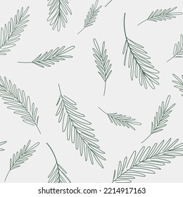 Christmas vector seamless pattern with fir branches and red berries on a light background.