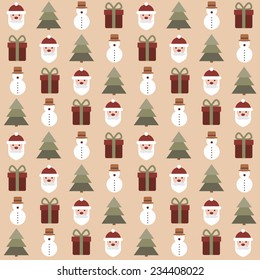 Christmas vector seamless pattern with flat elements on background