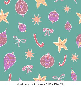 Patrón de vectores de Navidad sin fisuras. Ideal para tarjetas de felicitación, fondos, decoración de vacaciones. Antecedentes del diseño de Navidad y Año Nuevo.