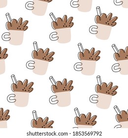 Christmas vector seamless pattern. Hot cocoa. Hand-drawn simple design.
