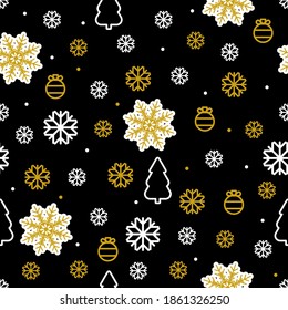 Christmas vector seamless pattern with New year symbols