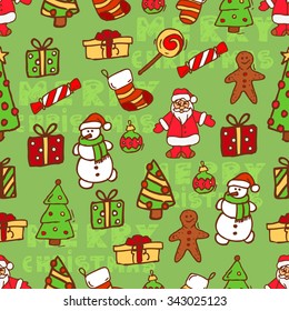 Christmas vector seamless pattern. Perfect for greeting cards, wrapping paper, blogs, packing and ect.