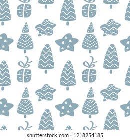 Christmas vector seamless pattern in Scandinavian style. Best for pillow, typography design, curtains
