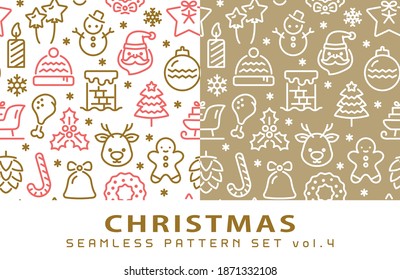 Christmas vector seamless pattern  set.