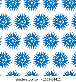 Christmas vector seamless pattern. Snowflakes silhouette seamless texture. Blue element on a white background. Isolated image. Textiles, wrapping paper, wallpaper design, packaging. New Year. Winter