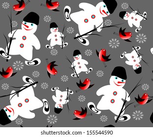 Christmas vector seamless with snowman