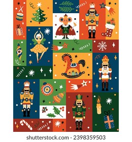 Christmas vector seamless vertical border with Nutcracker .  Can be used for wallpaper, pattern fills, web page background, surface textures.
