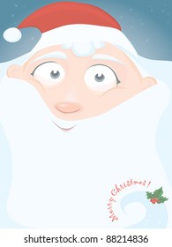 Christmas vector series. Christmas card with little Santa and copyspace
