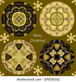Christmas vector set of circular patterns