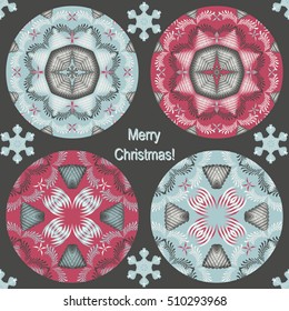 Christmas vector set of circular patterns