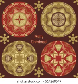 Christmas vector set of circular patterns