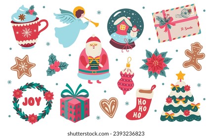 Conjunto de vectores de Navidad. Ilustración. Etiquetas digitales