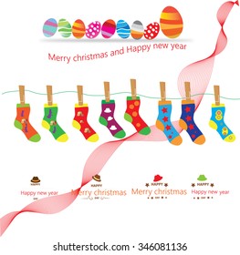Christmas vector sign, various socks 