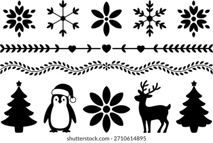 colección de las siluetas del Vector de las Navidades aislada en el fondo transparente, Vector