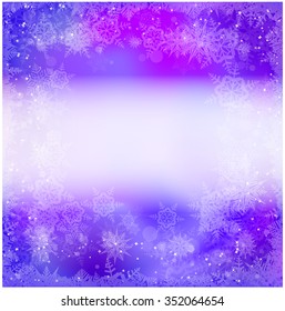Christmas vector snowflake background for card. Snowfall illustration wallpaper.