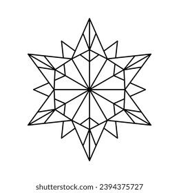 Christmas vector Snowflake origami star of bethlehem isolated on white background. Geometric line snow icon. Xmas Design element for banner, greeting card