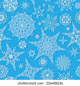 Christmas vector. Snowflake seamless pattern, background , backdrop .Winter openwork lace ornament
