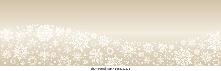 Christmas Vector snowflakes Gold web banner background with silver snowflakes and copy space