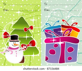 christmas vector snowman and gift