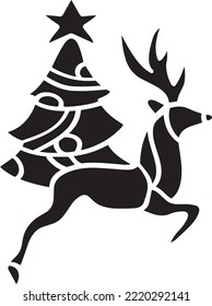 Christmas vector Stencil, Black and White