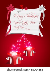 Christmas vector sticky notes with open gift
