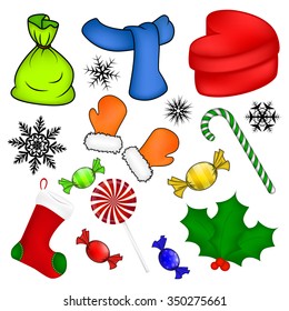 Christmas vector symbol set, icon  design. Winter illustration isolated on white background.