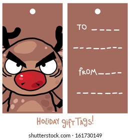 Christmas vector tag with a deer