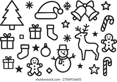 Weihnachts-Vektorvorlage mit minimalen Feiertagselementen und festlichen Symbolen einfach zu verfolgen