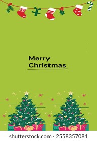 Christmas vector templates. Merry Christmas Greeting Card. Christmas Tree Illustration. Festive Holiday Background. 