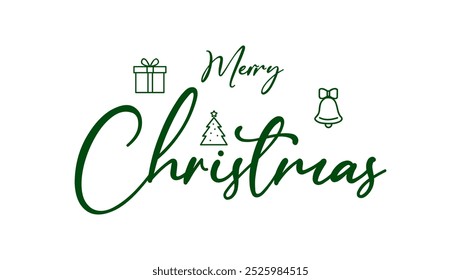 Weihnachten, Vektortext Kalligrafische Schrift, Schriftart auf weißem Hintergrund. 