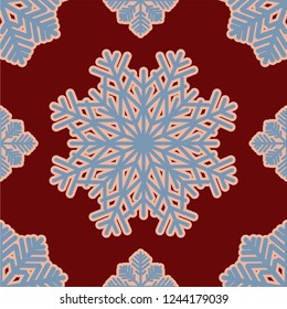 Christmas vector texture with snowflakes on a red background