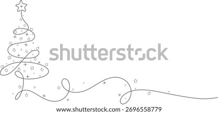 christmas vector. christmas tree line art doodle vector illustration