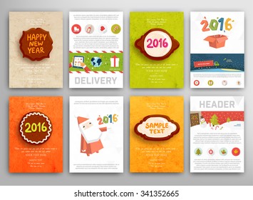 Christmas Vector Vintage Cards Set. Xmas Holiday Design, Graphic Elements. Typographic Labels for Greeting Cards, Banners and Posters Design