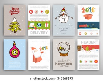 Juego de tarjetas vectoriales de Navidad. Diseño navideño, elementos gráficos. Etiquetas tipográficas para tarjetas de felicitación, carteles y diseño de afiches.